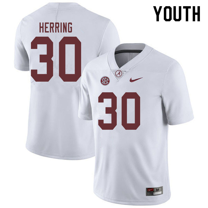 Youth #30 Chris Herring Alabama Crimson Tide College Football Jerseys Sale-White